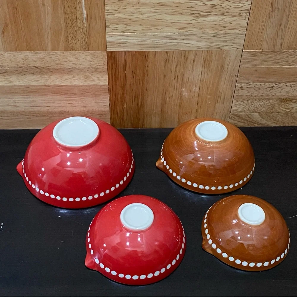 Beautiful Ceramic Nesting Measuring Cups Bowl Fruits & Flowers Design